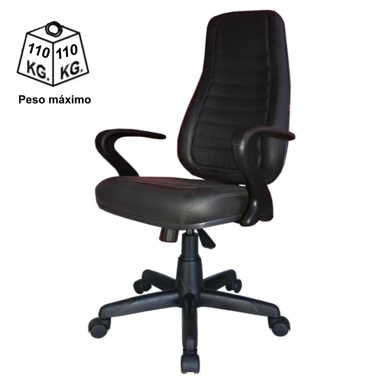 Cadeira Presidente ALTA - BRAÇO "7" - COR PRETA 30103 - Imagem 3