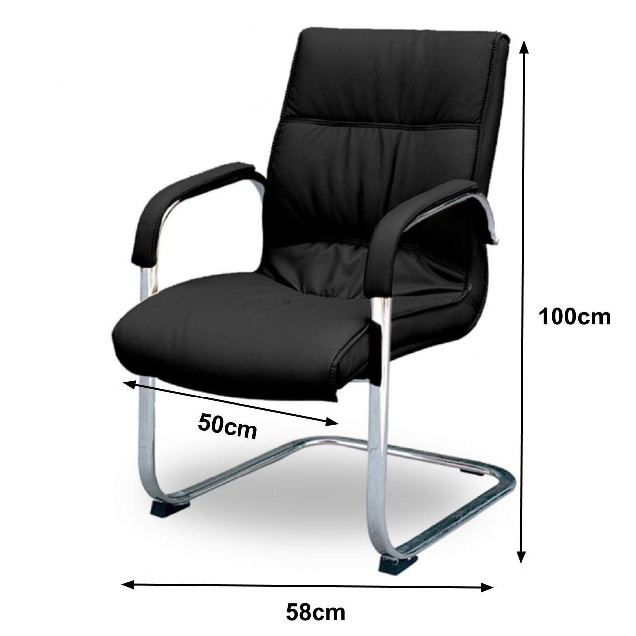 Cadeira Escritório Interlocutor LUXO FIXA Cromada - Cor Preta 30312 - Imagem 2