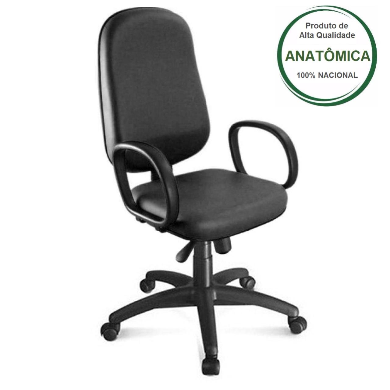 Cadeira Presidente BAIXA LISA ( BRAÇO CORSA ) - COR PRETA 30101 - Imagem 2