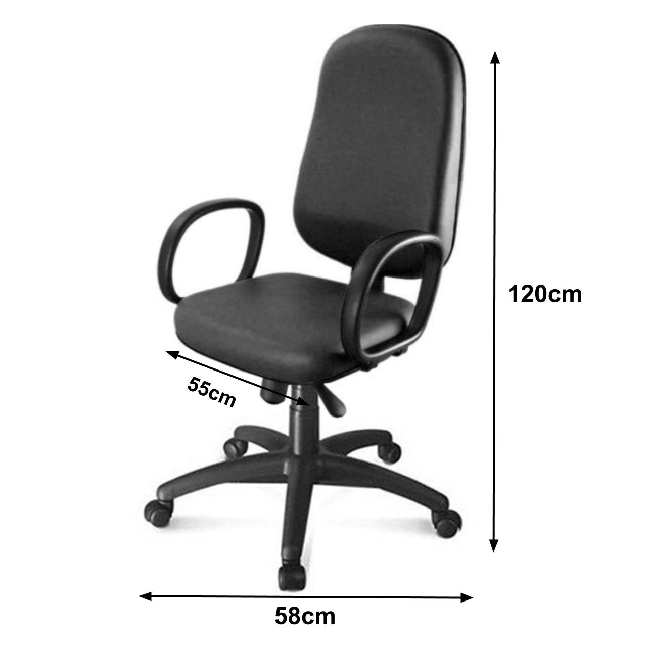 Cadeira Presidente BAIXA LISA ( BRAÇO CORSA ) - COR PRETA 30101 - Imagem 3