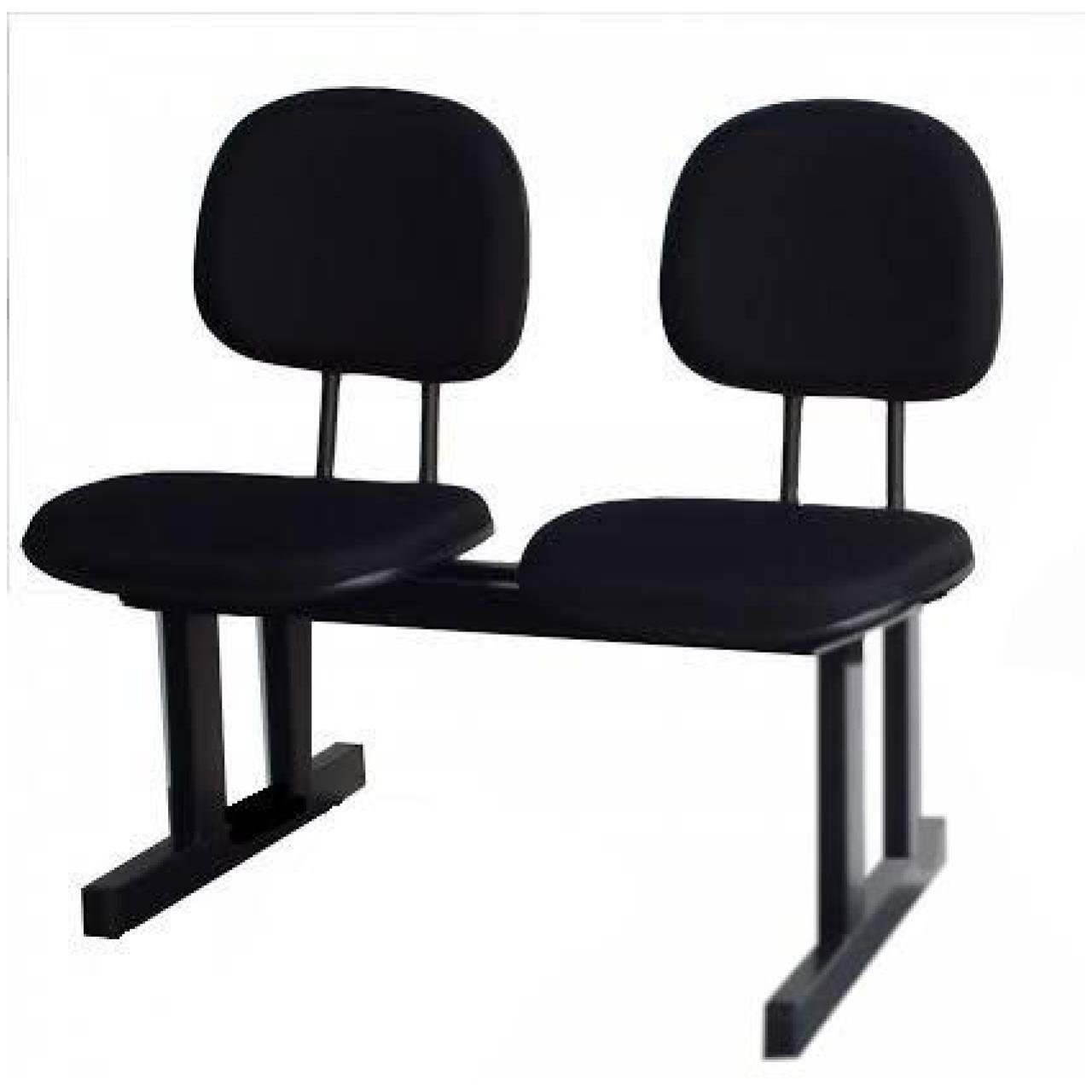 Longarina para Recepção SECRETÁRIA 02 Lugares - Cor PRETA - Pollo Móveis - 33074