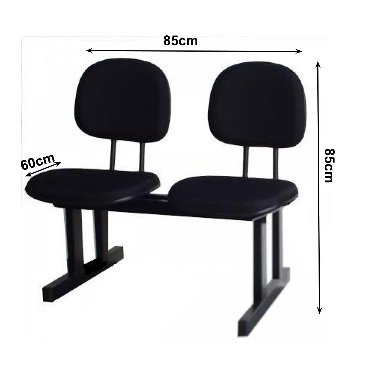 Longarina para Recepção SECRETÁRIA 02 Lugares - Cor PRETA - Pollo Móveis - 33074 - Imagem 2