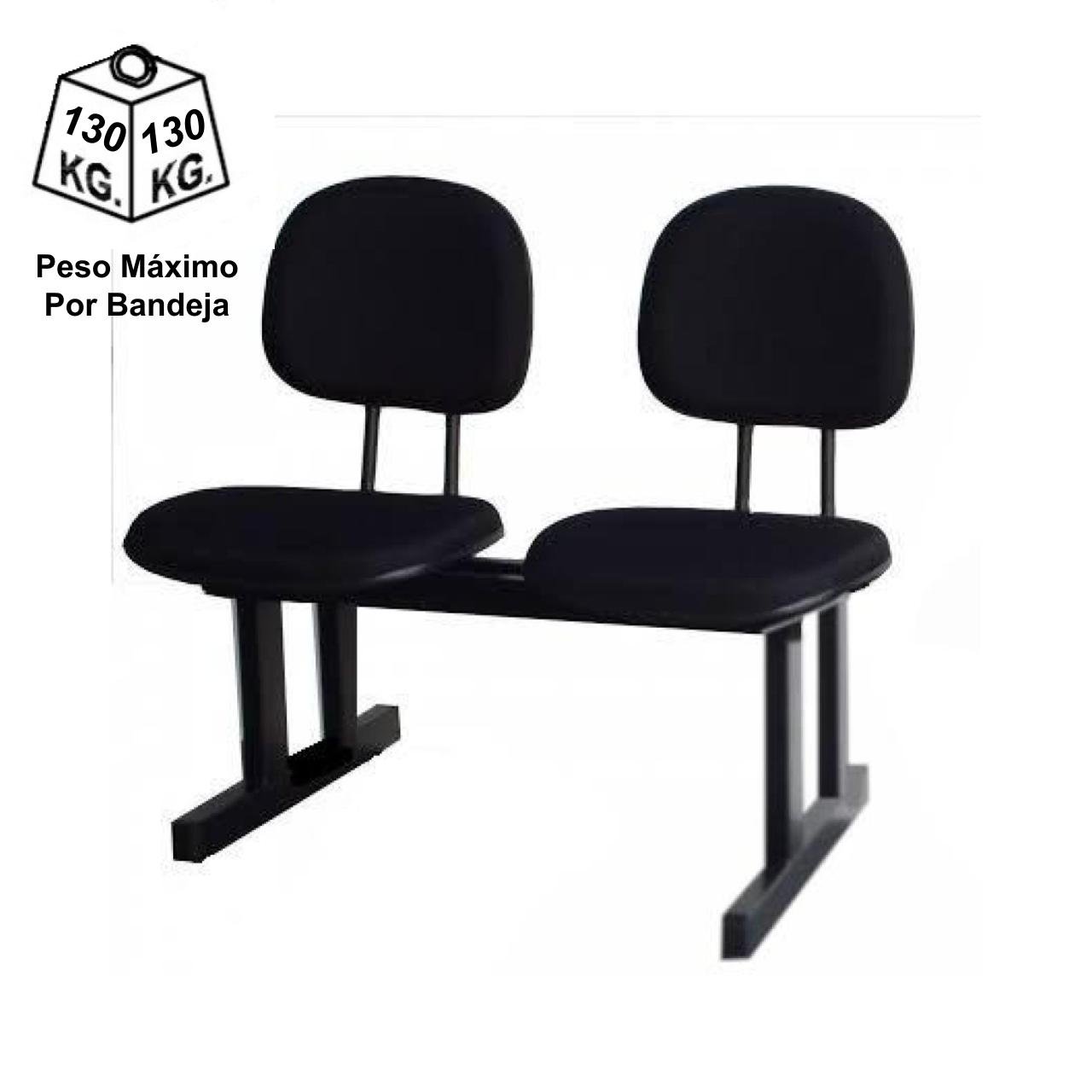 Longarina para Recepção SECRETÁRIA 02 Lugares - Cor PRETA - Pollo Móveis - 33074 - Imagem 3