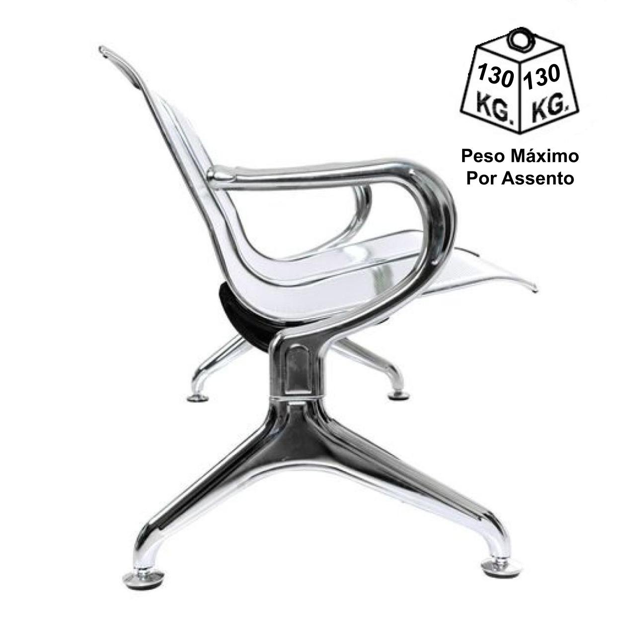 Longarina AEROPORTO com 02 Lugares - Cor Cromada 33107 - Imagem 3