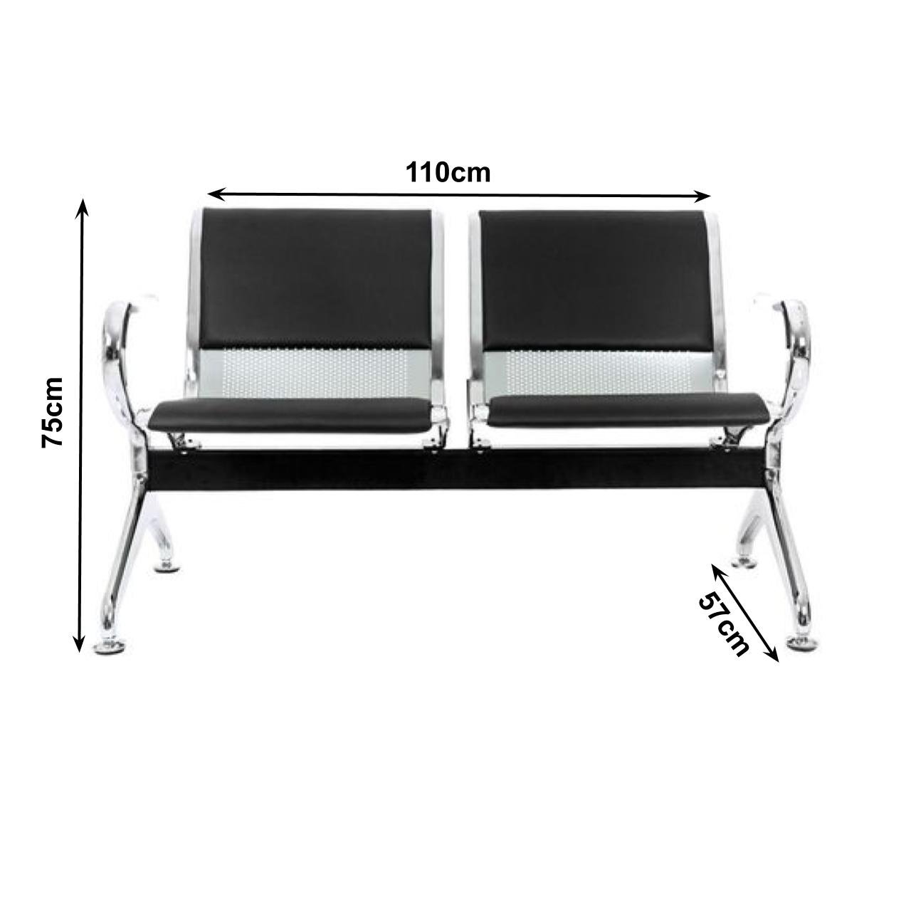Longarina AEROPORTO ESTOFADA com 02 Lugares - Cor Cromada 33110 - Imagem 4