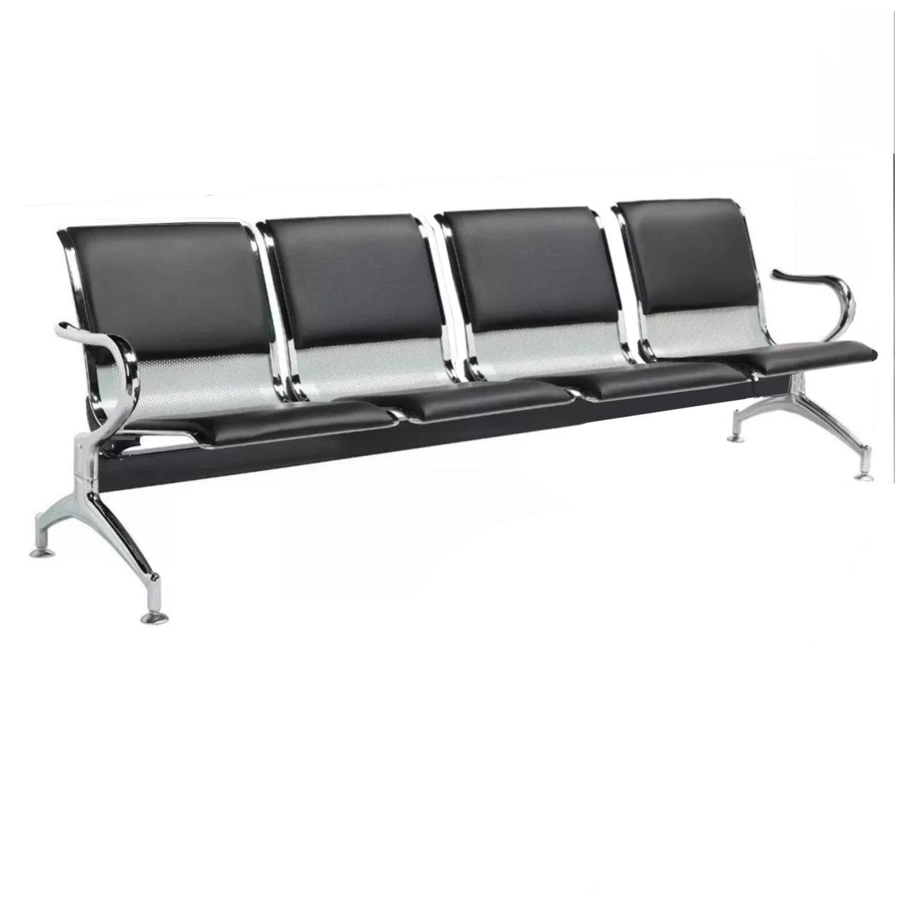 Longarina AEROPORTO ESTOFADA com 04 Lugares - Cor Cromada 33112