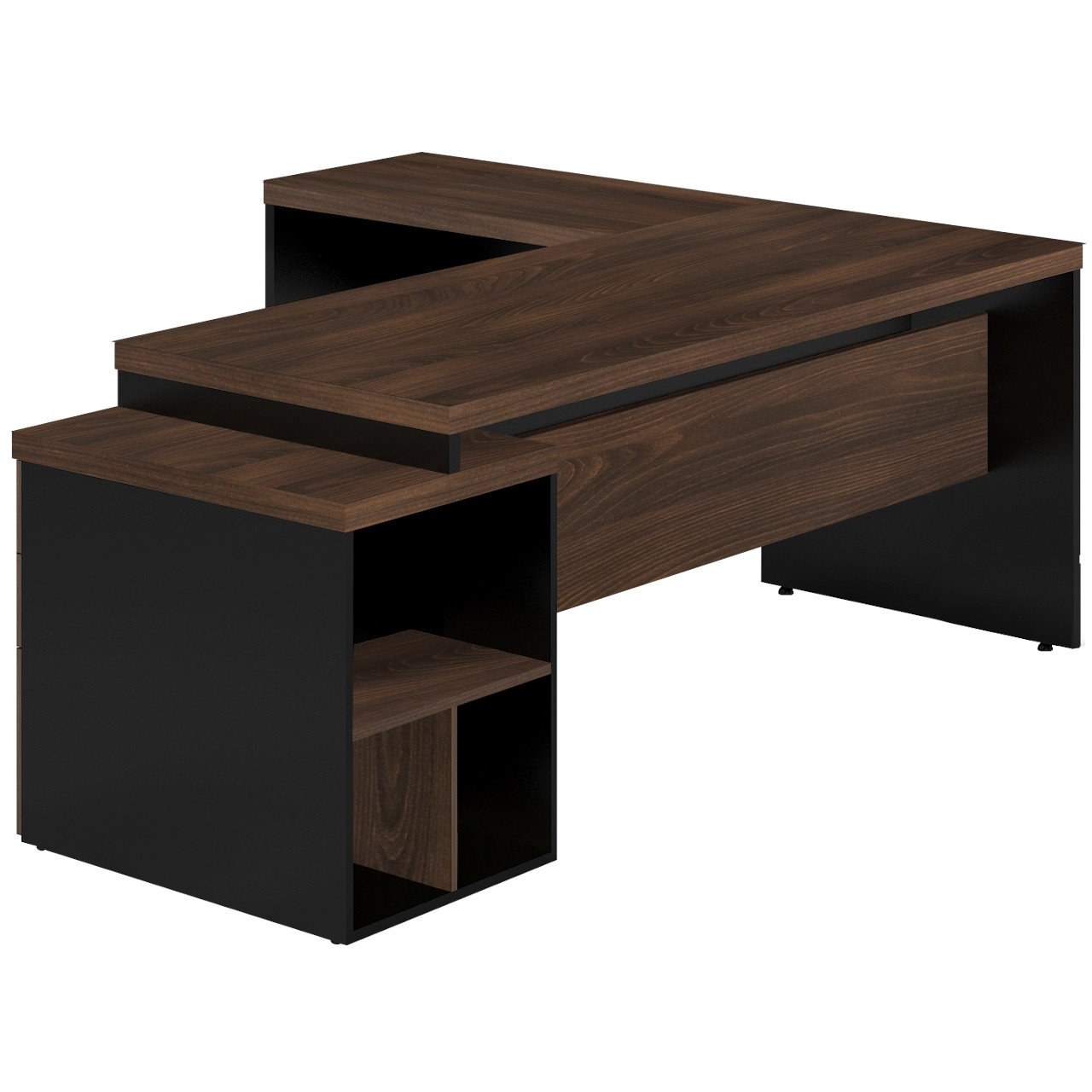 Mesa PEDESTAL com MESA AUXILIAR 1,92x1,60m - Marsala/Preto - 23484