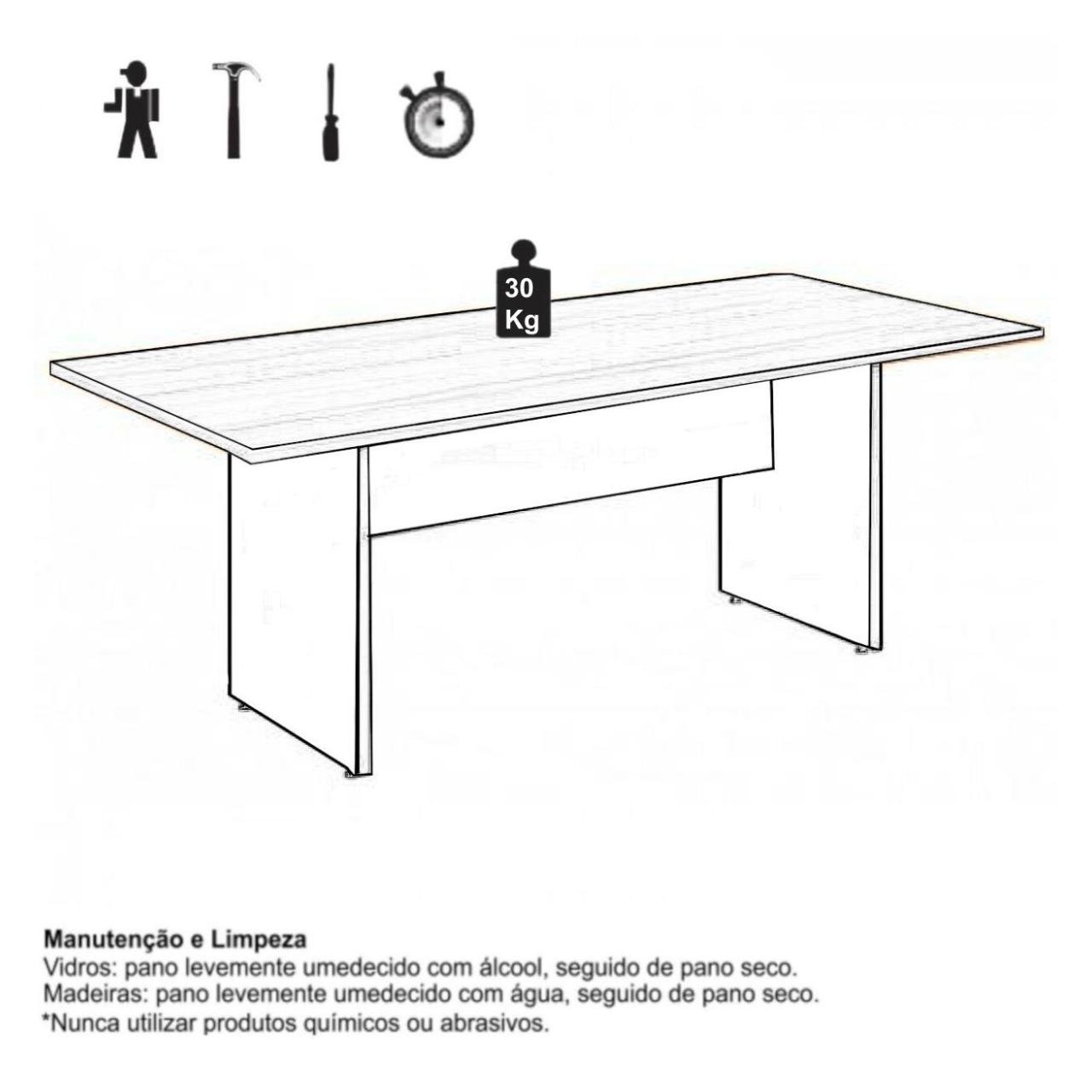 Mesa de Reunião Retangular 2,00x0,90m - C/ Caixa de Tomadas MARSALA / PRETO - 51015 - Imagem 2