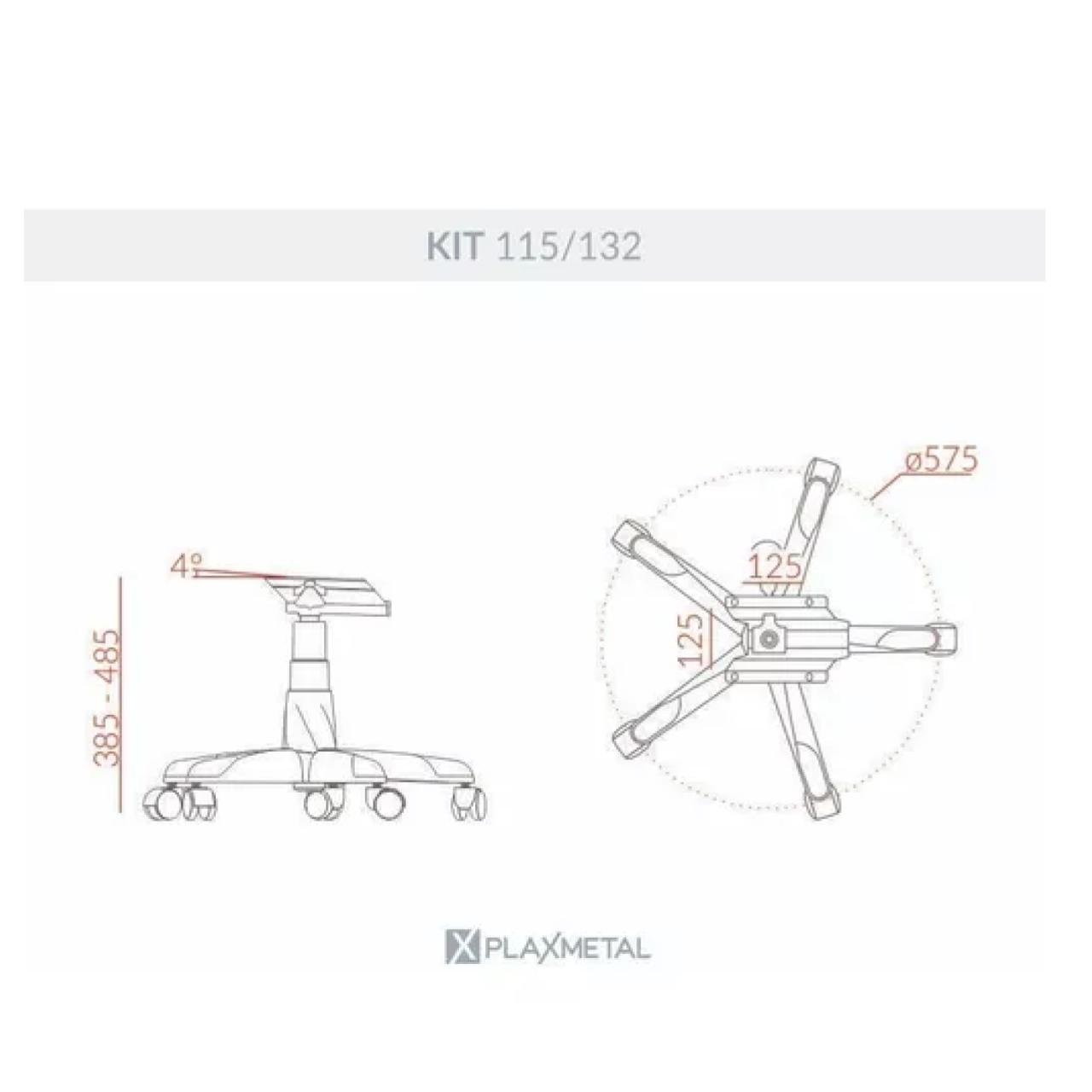 Base Giratória Secretária sem "L" Preta - PMD - 42103 - Imagem 2