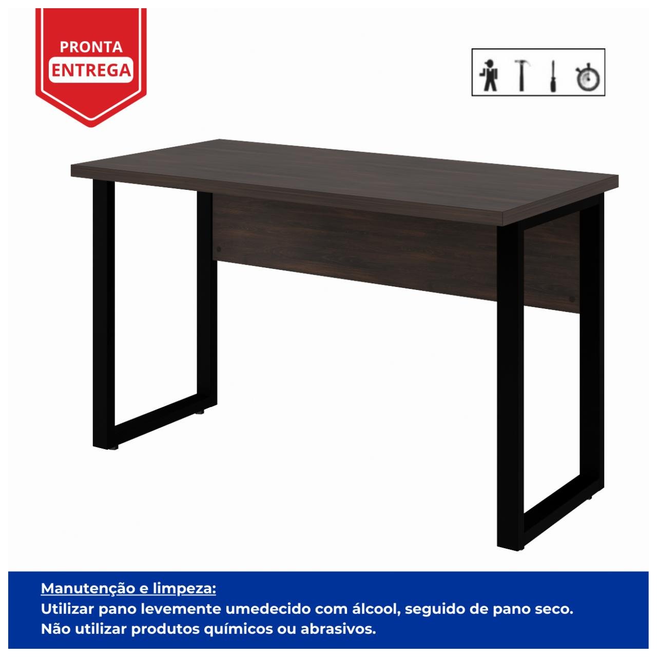 Mesa Escritório PÉ QUADRO - 1,20x0,60m - S/ Gavetas - MARSALA/PRETO - 25469 - Imagem 3