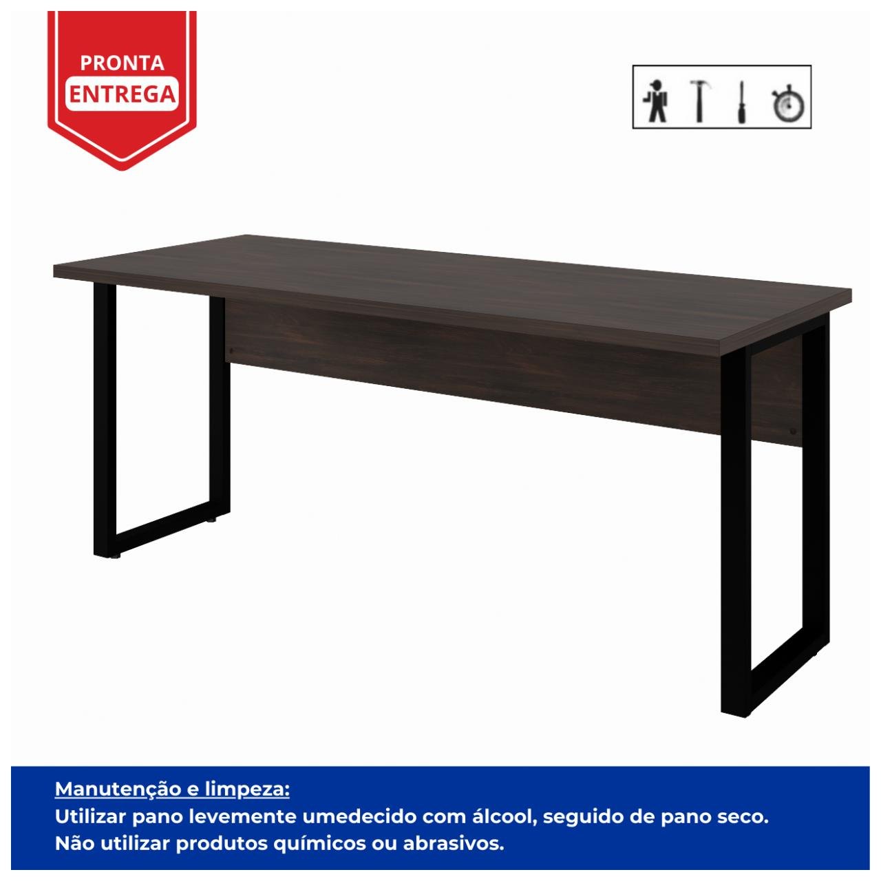 Mesa Escritório PÉ QUADRO 1,70x0,70m -S/ Gavetas - MARSALA/PRETO - 25474 - Imagem 2