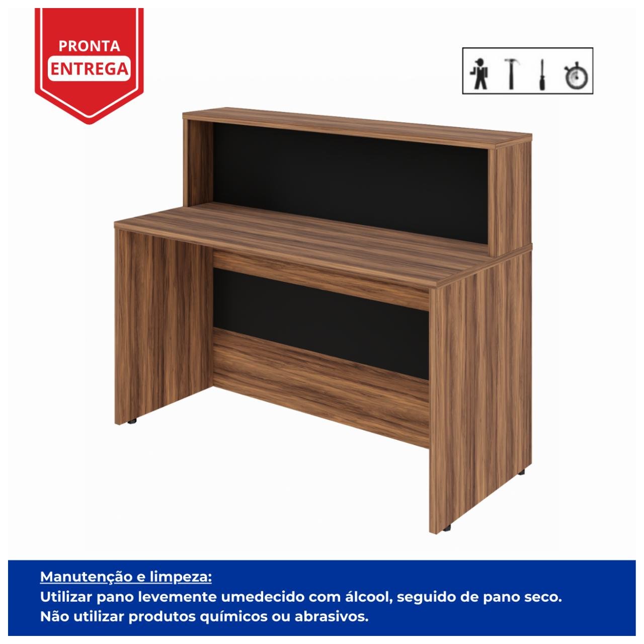 Balcão de Atendimento 1.35x1,13x0,60m - S/ Gavetas NOGAL SEVILHA / PRETO - 63081 - Imagem 2