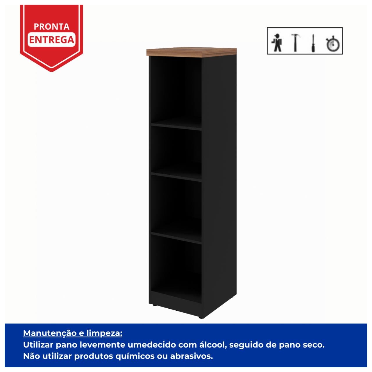 Armário TORRE Aberta NOGAL SEVILHA / PRETO - 21432 - Imagem 3