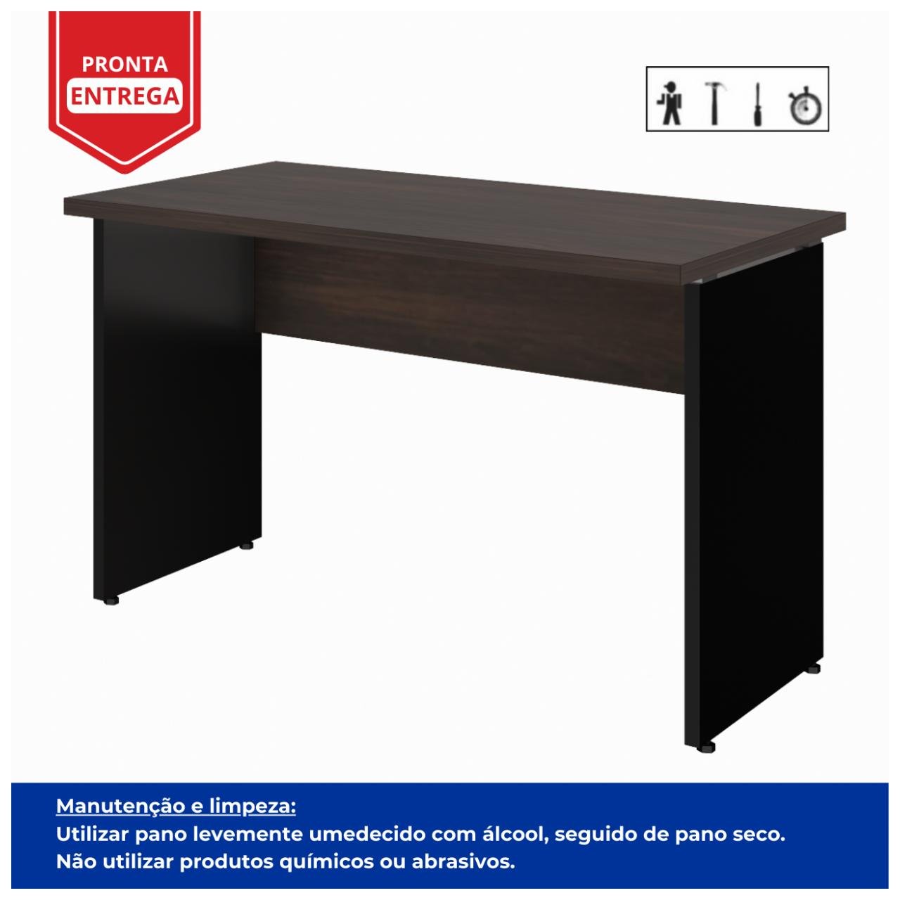 Mesa Escritório 1,50x0,60m - S/ Gavetas MARSALA / PRETO - 23472 - Imagem 2