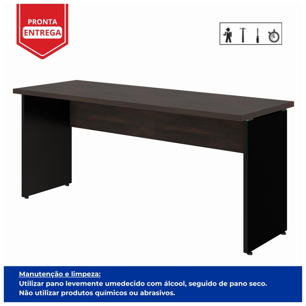 Mesa Escritório 1,70x0,60m - S/ Gavetas MARSALA / PRETO - 23474 - Imagem 2