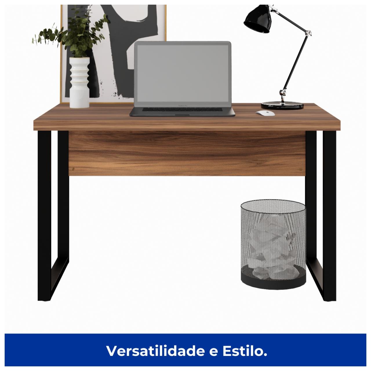 Mesa Escritório PÉ QUADRO - 1,20x0,60m - S/ Gavetas - NOGAL SEVILHA/PRETO - 24469 - Imagem 6