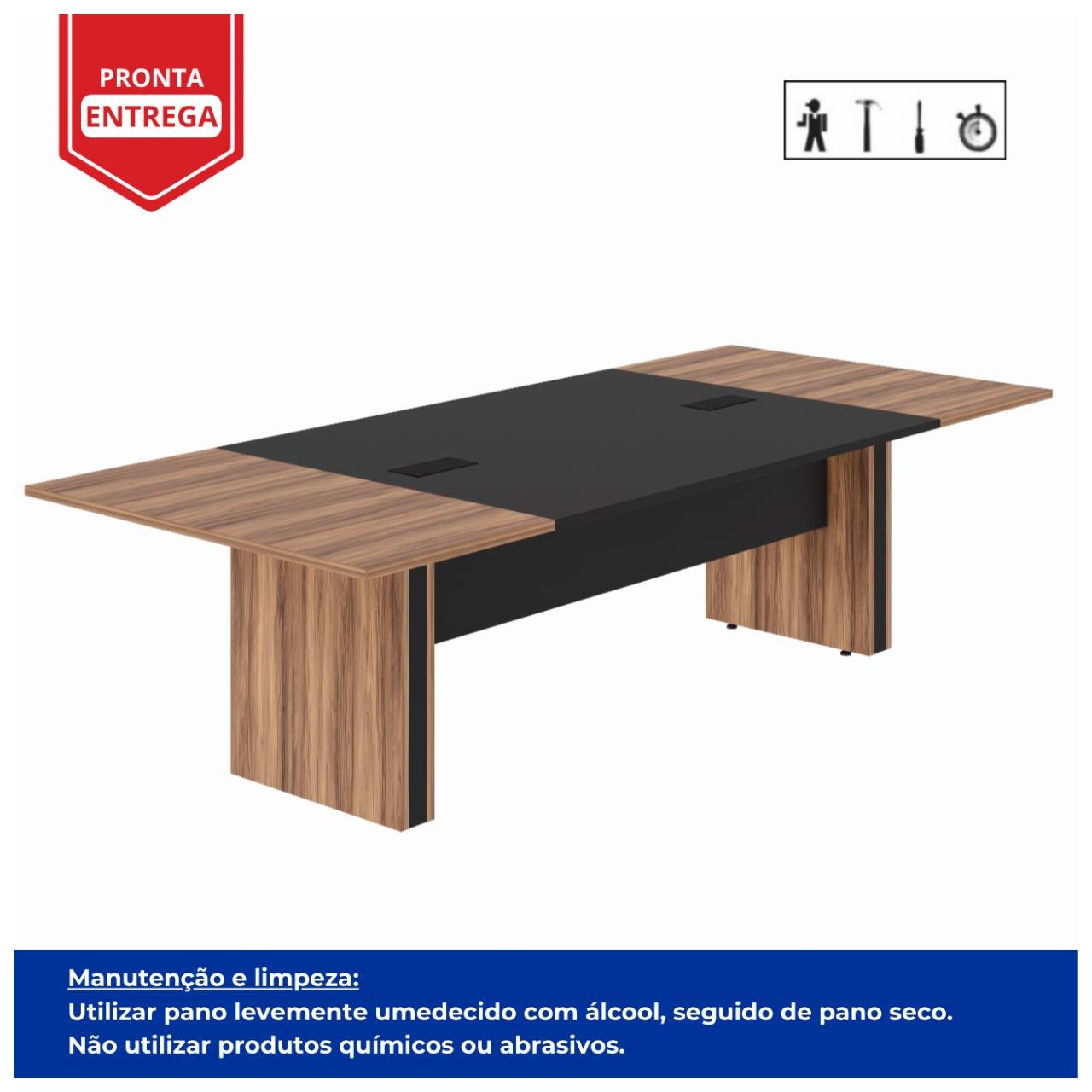 Mesa de Reunião Diretoria - 2,80X1,20m NOGAL SEVILHA/PRETO - 22013 - Imagem 3