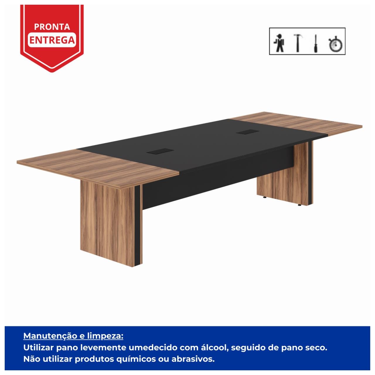 Mesa de Reunião Diretoria - 3,20X1,20m NOGAL SEVILHA/PRETO - 22014 - Imagem 3