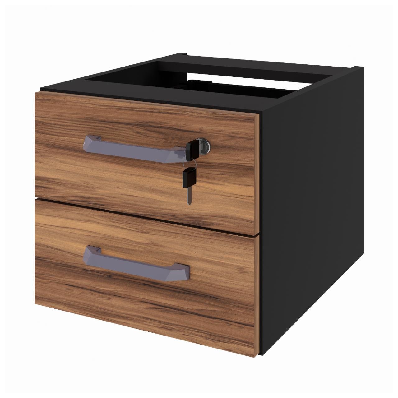 Gaveteiro Suspenso p/ Mesa (02 Gav) NOGAL SEVILHA / PRETO - 21420 . - Imagem 6