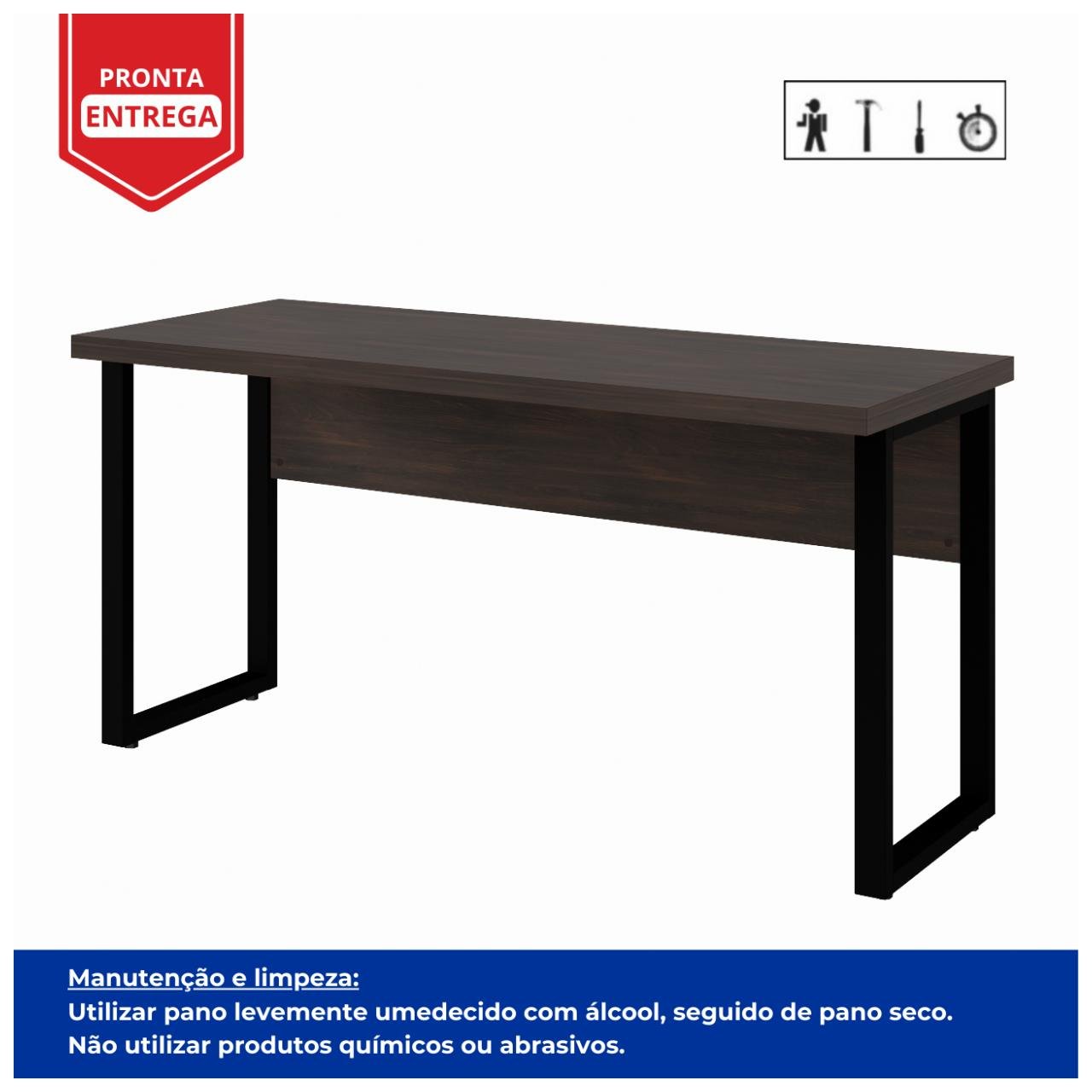 Mesa Escritório PÉ QUADRO 1,50x0,60m - S/ Gavetas - MARSALA/PRETO - 25472 - Imagem 5