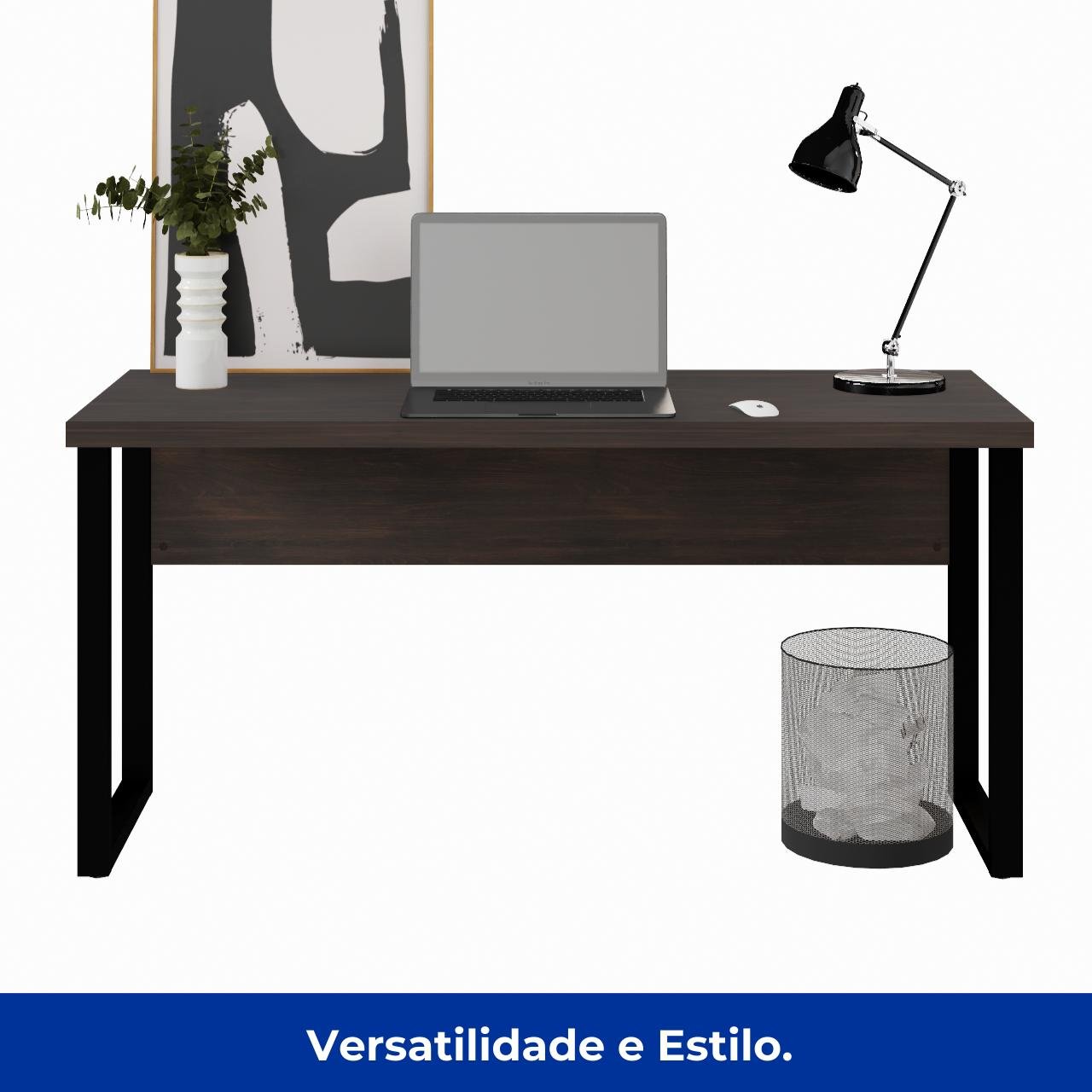 Mesa Escritório PÉ QUADRO 1,50x0,60m - S/ Gavetas - MARSALA/PRETO - 25472 - Imagem 2