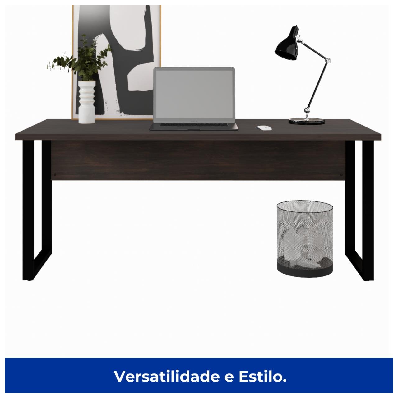 Mesa Escritório PÉ QUADRO 1,70x0,70m -S/ Gavetas - MARSALA/PRETO - 25474 - Imagem 3