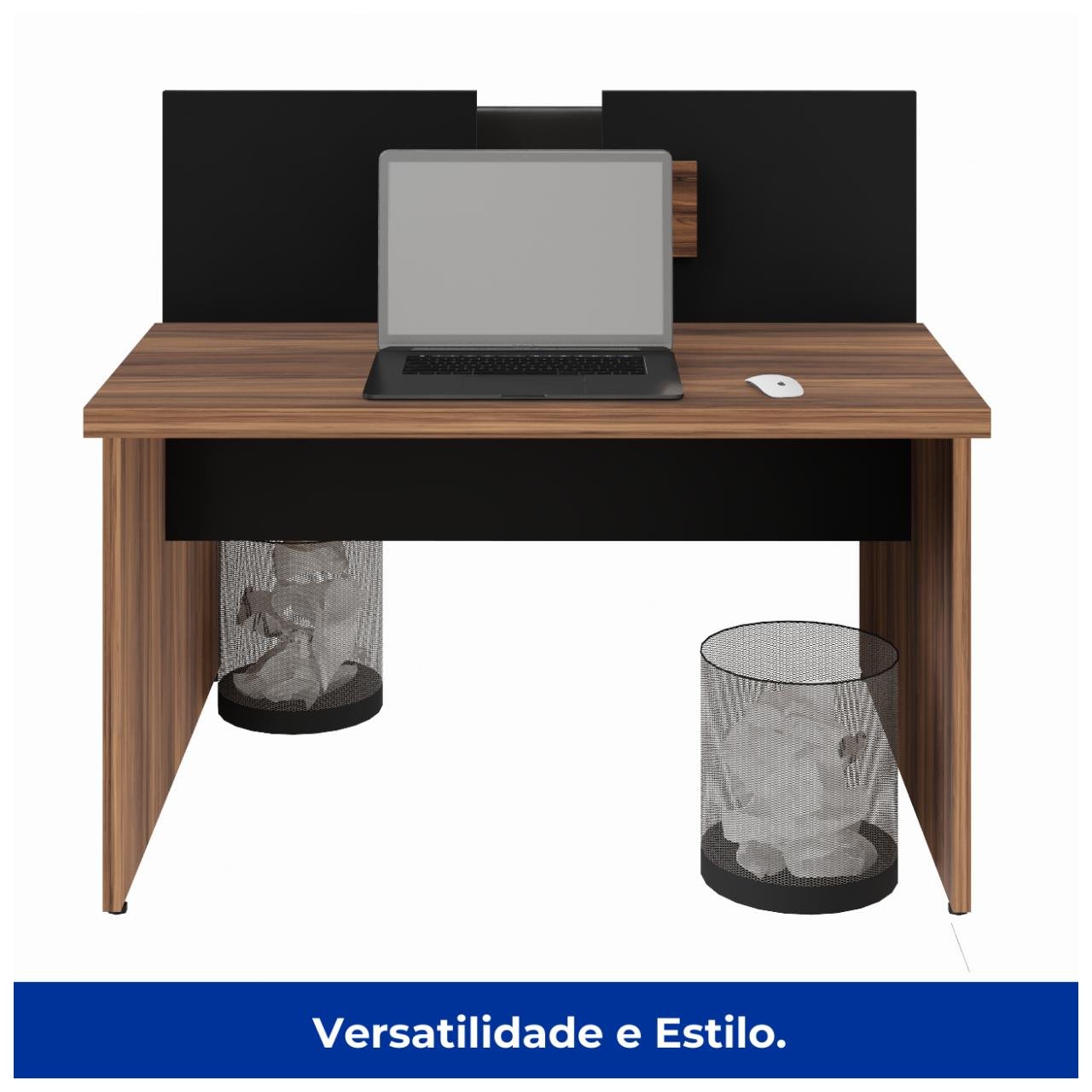 Mesa Componível INICIAL - S/ Gavetas - 1,20x1,20m NOGAL SEVILHA/PRETO - 21480 - Imagem 4