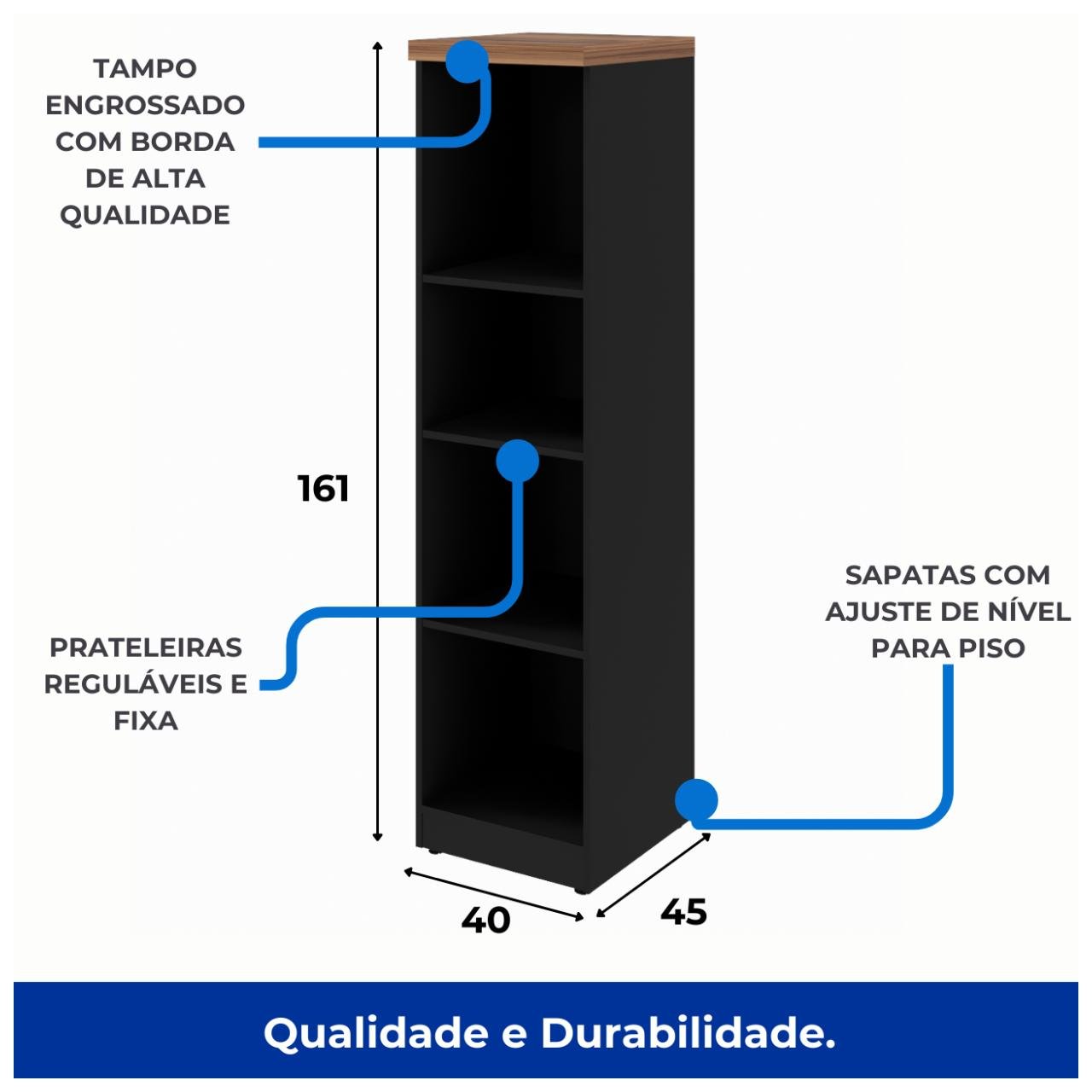 Armário TORRE Aberta NOGAL SEVILHA / PRETO - 21432 - Imagem 4