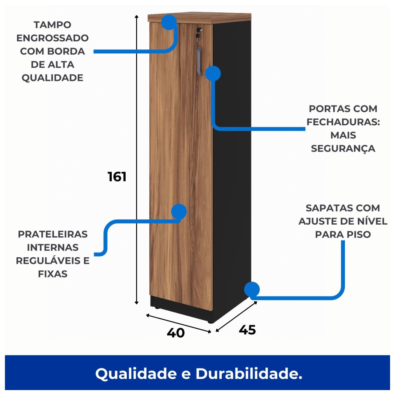 Armário Torre FECHADA NOGALSEVILHA/PRETO - 21434 - Imagem 4