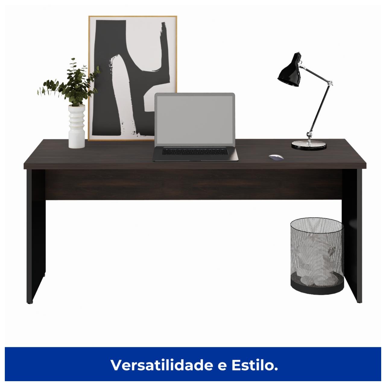 Mesa Escritório 1,70x0,60m - S/ Gavetas MARSALA / PRETO - 23474 - Imagem 3