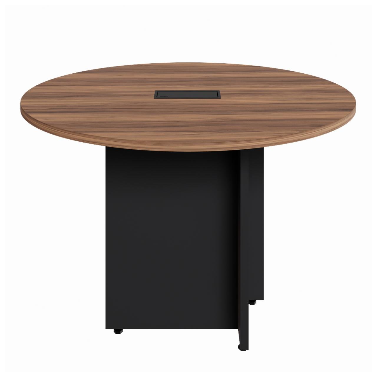 Mesa de Reunião Redonda c/ Caixa de Tomadas -1,10x1,10x0,74m - NOGAL SEVILHA / PRETO - 21418 - Imagem 4