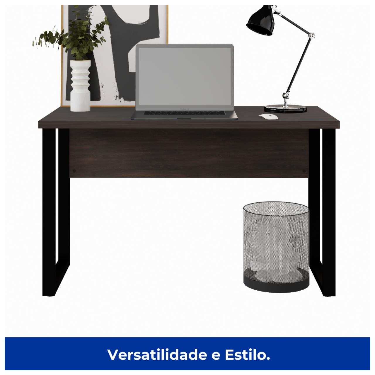 Mesa Escritório PÉ QUADRO - 1,20x0,60m - S/ Gavetas - MARSALA/PRETO - 25469 - Imagem 4