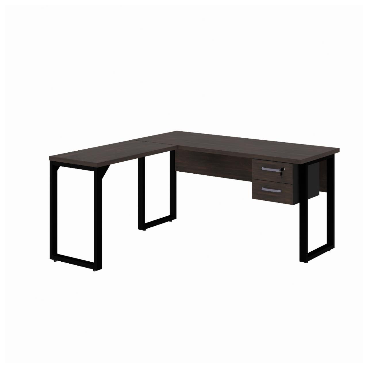 Mesa em L (1,50x0,60m + Mesa Auxiliar) - C/ Gavetas MARSALA/PRETO - 25477 - Imagem 6
