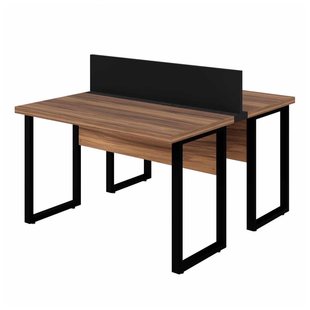 Estação de Trabalho Dupla 1,20x1,35m 02 Lugares s/ Gavetas c/ ponto de tomada PÉ QUADRO - Cor Nogal Sevilha - 63096 - Imagem 5