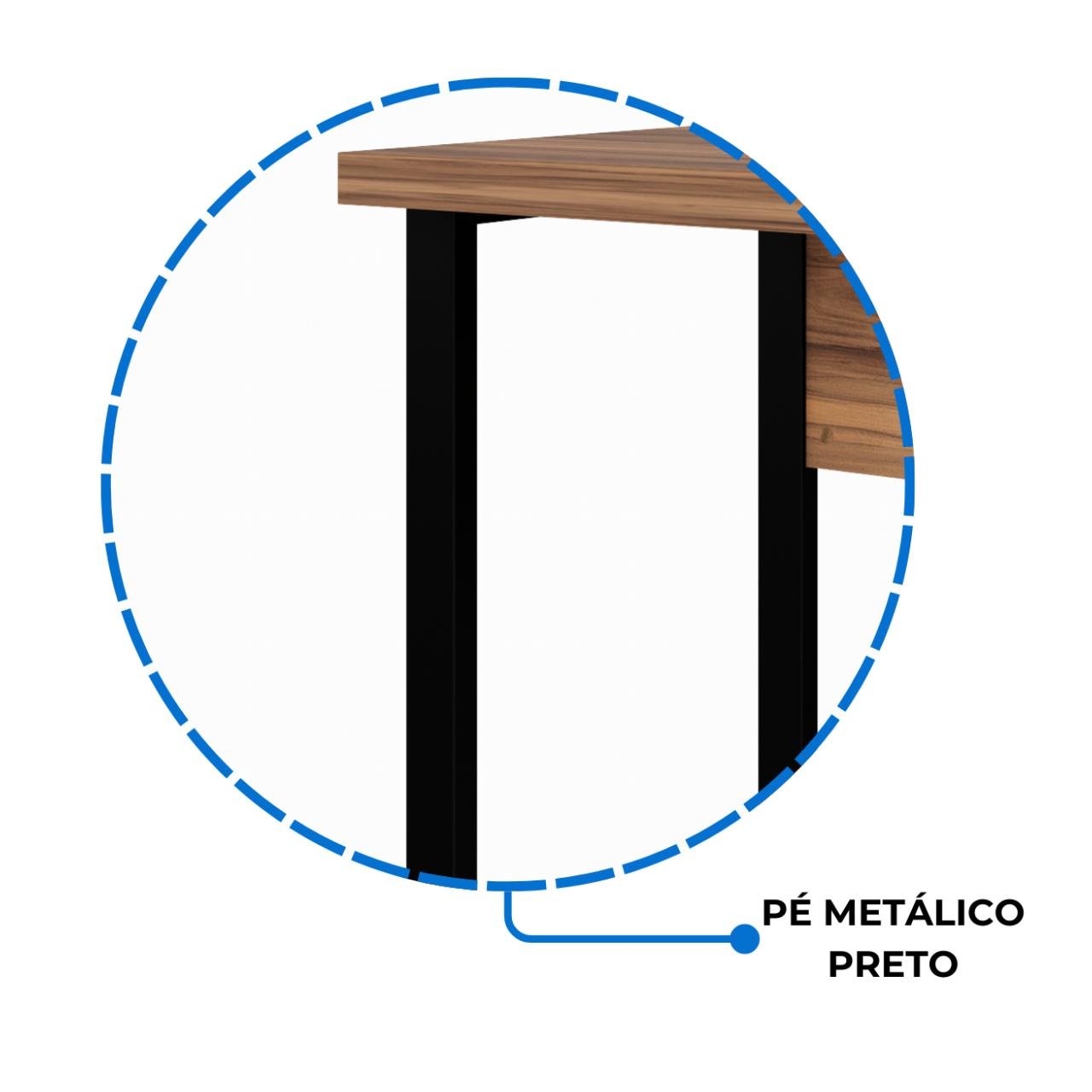 Mesa Escritório PÉ QUADRO 1,70x0,70m -S/ Gavetas - NOGAL SEVILHA/PRETO - 24474 - Imagem 4