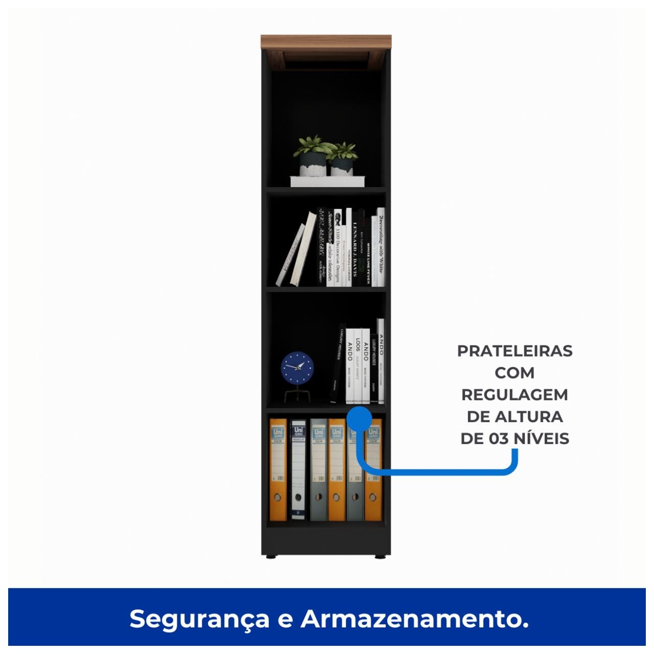 Armário TORRE Aberta NOGAL SEVILHA / PRETO - 21432 - Imagem 5