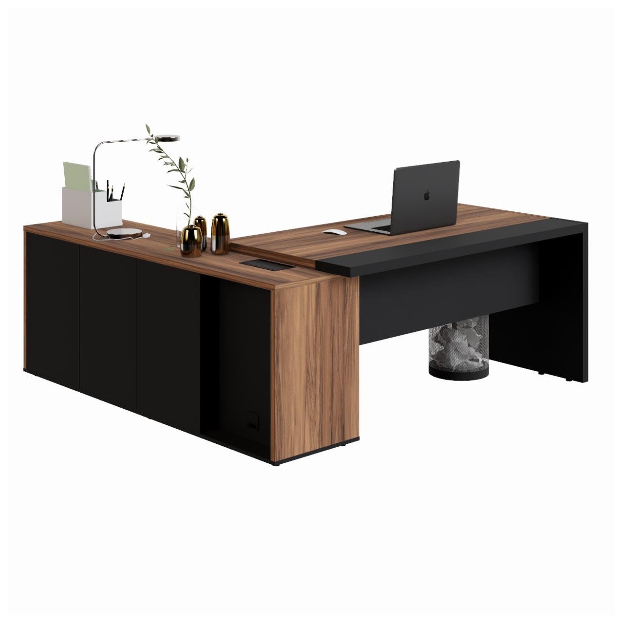 Mesa PRESIDENTE Armário Pedestal 1,82x1,80m NOGAL SEVILHA / PRETO - 20602 - Imagem 4