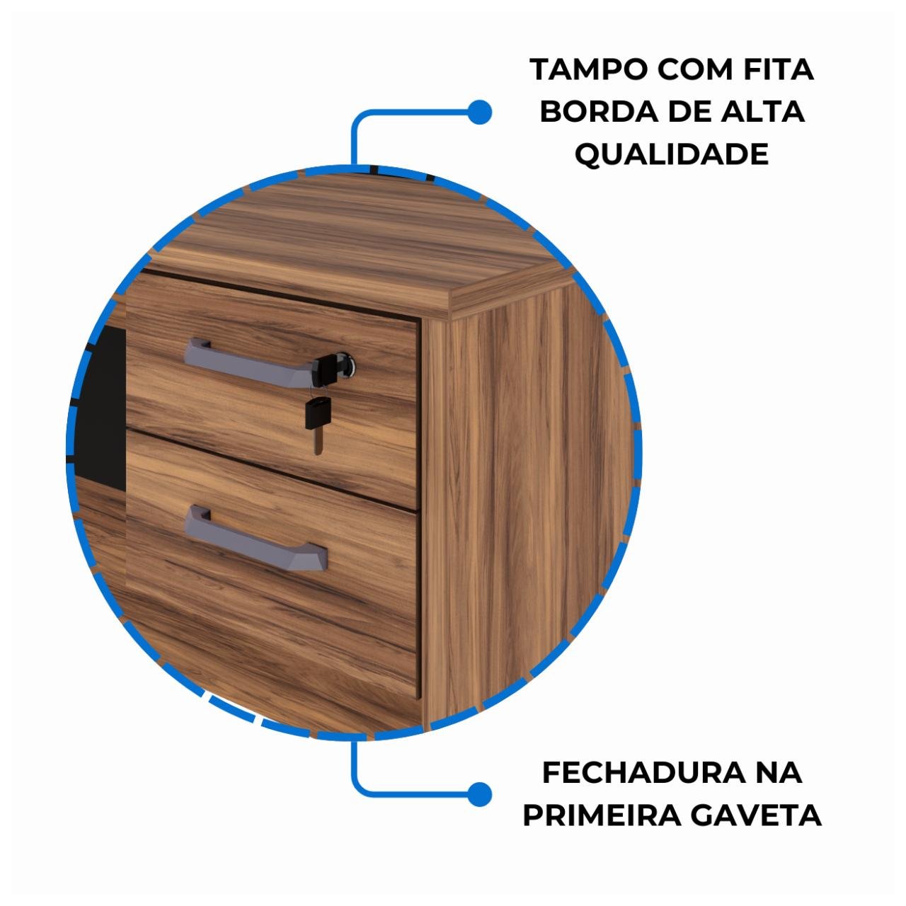Balcão de Atendimento 1.35x1,13x0,60m - C/ 02 Gavetas NOGAL SEVILHA / PRETO - 63082 - Imagem 6
