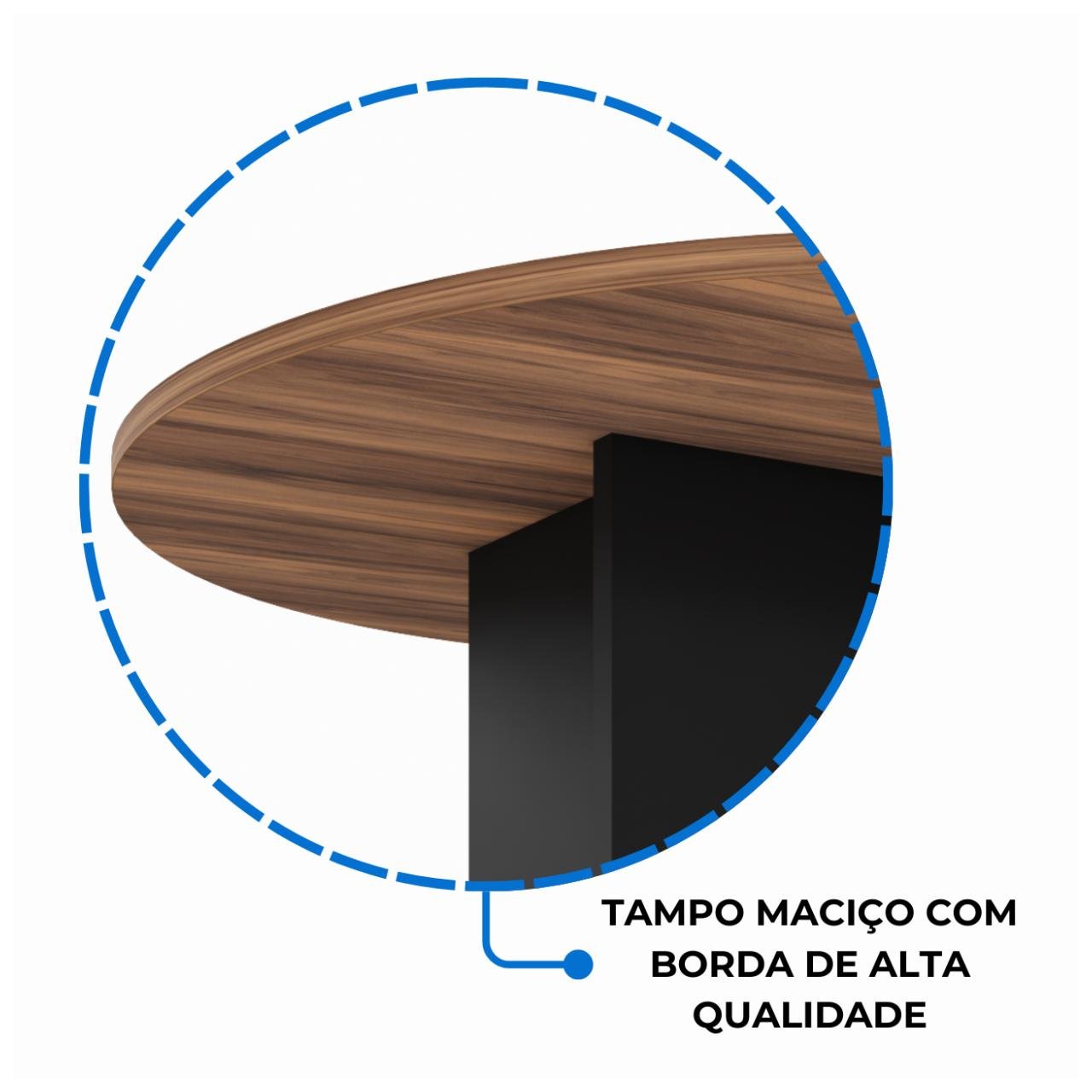 Mesa de Reunião Redonda c/ Caixa de Tomadas -1,10x1,10x0,74m - NOGAL SEVILHA / PRETO - 21418 - Imagem 6