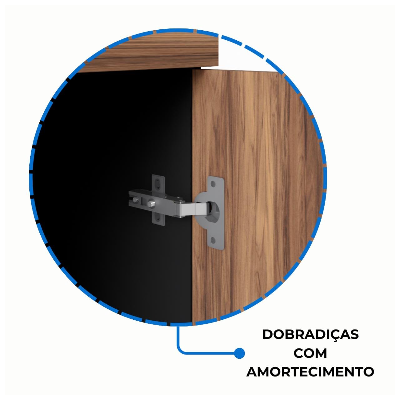 Armário Baixo GOLD Credenza ESPECIAL - 1,60x0,72x0,45m NOGALSEVILHA / PRETO - 23502 - Imagem 6
