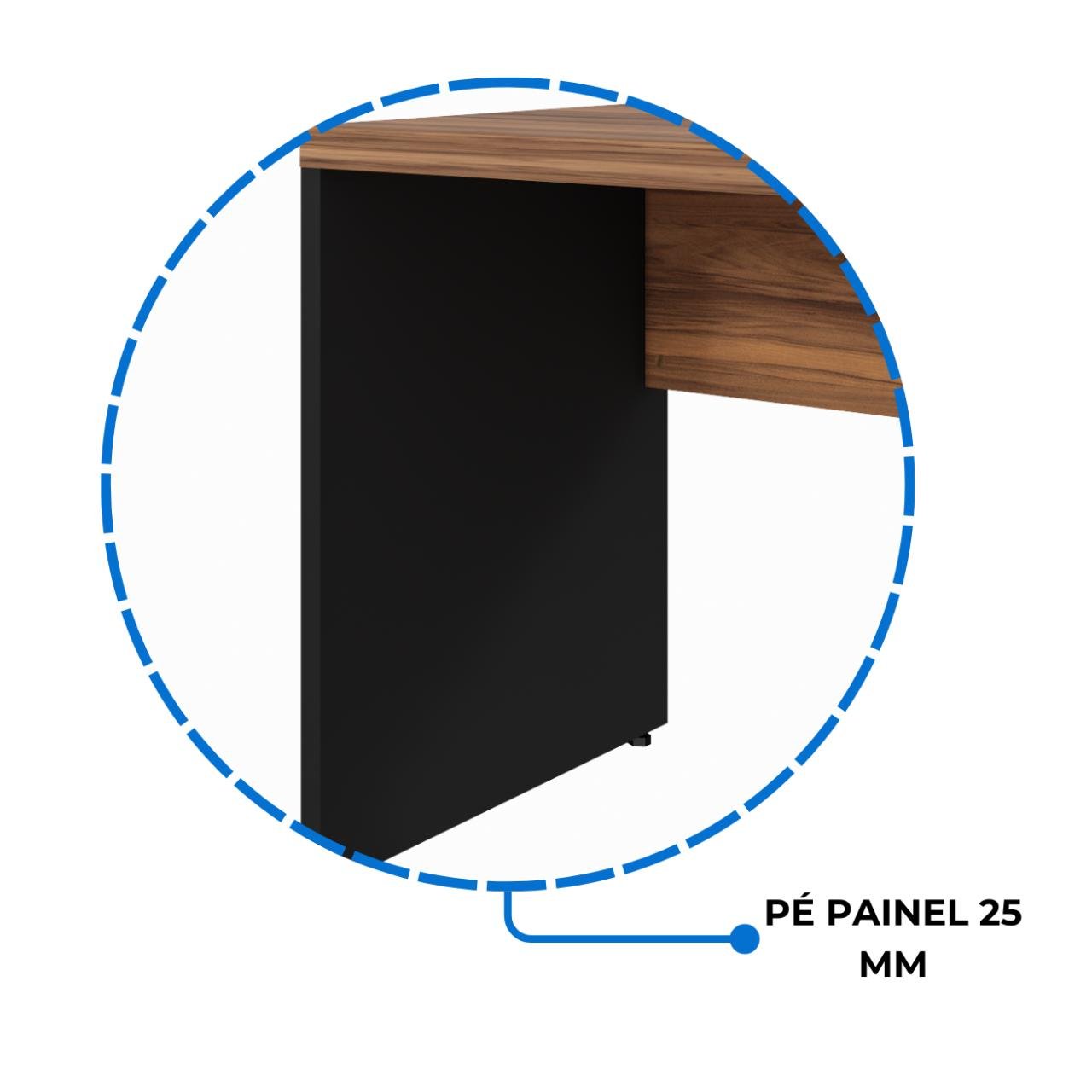 Mesa de Escritório 1,50×0,60m Sem Gavetas NOGAL SEVILHA/PRETO – 21472 - Imagem 5