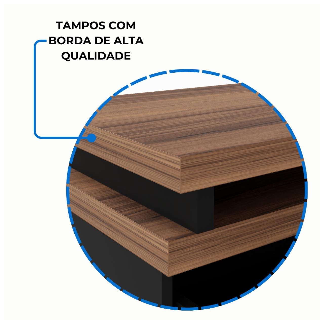 Mesa AUXILIAR c/ 03 Gavetas Pedestal NOGAL SEVILHA/PRETO - 21421 - Imagem 6