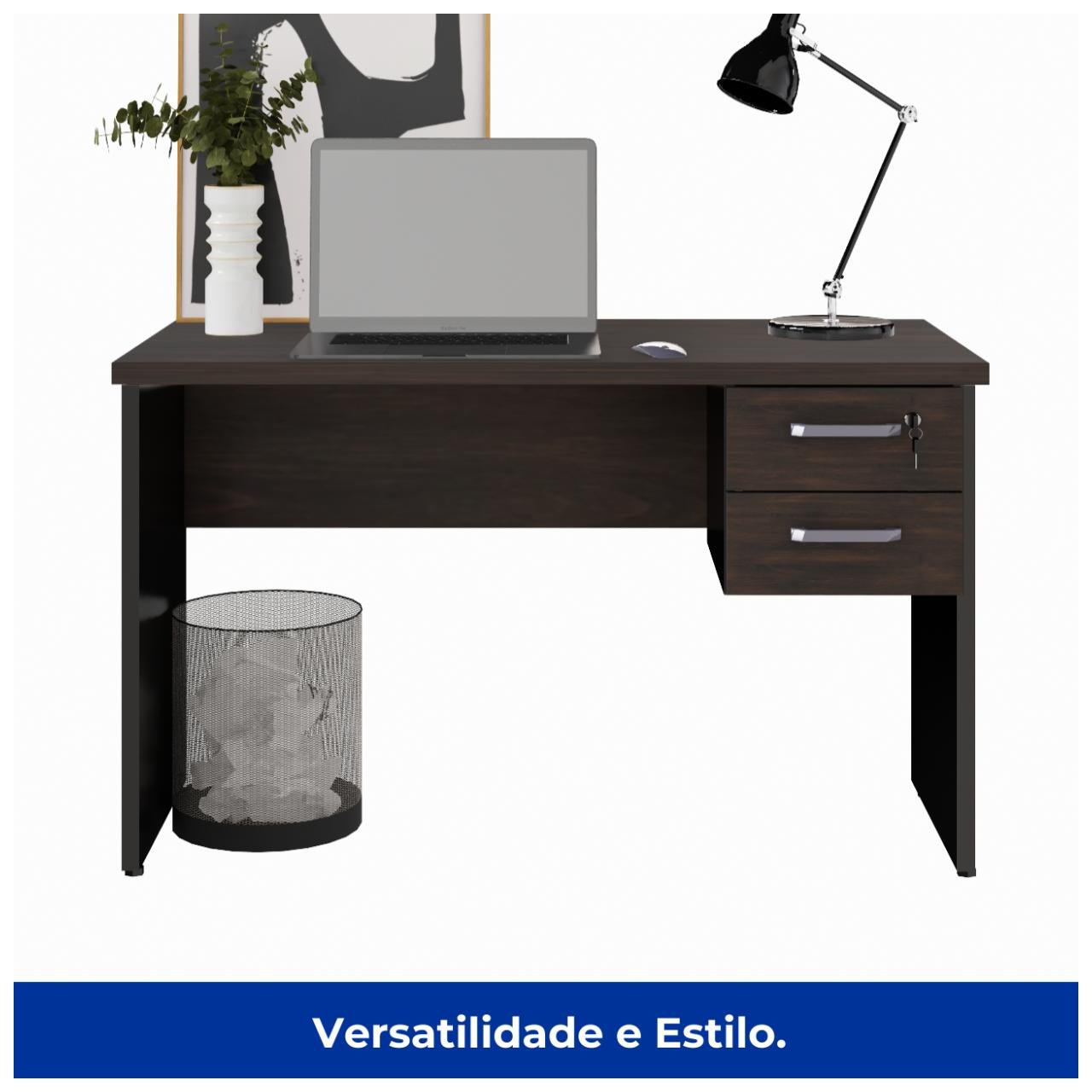 Mesa Escritório 1,20x0,60m - C/ 02 Gavetas MARSALA / PRETO - 23471 - Imagem 6