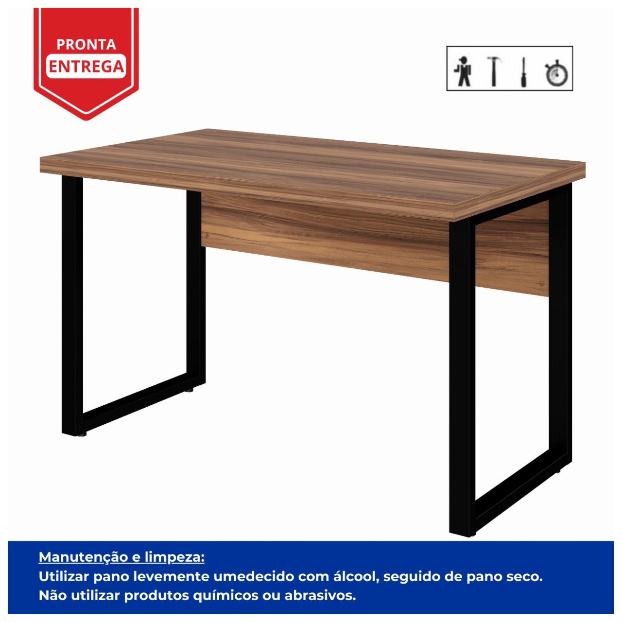 Mesa Escritório PÉ QUADRO - 1,20x0,60m - S/ Gavetas - NOGAL SEVILHA/PRETO - 24469 - Imagem 2