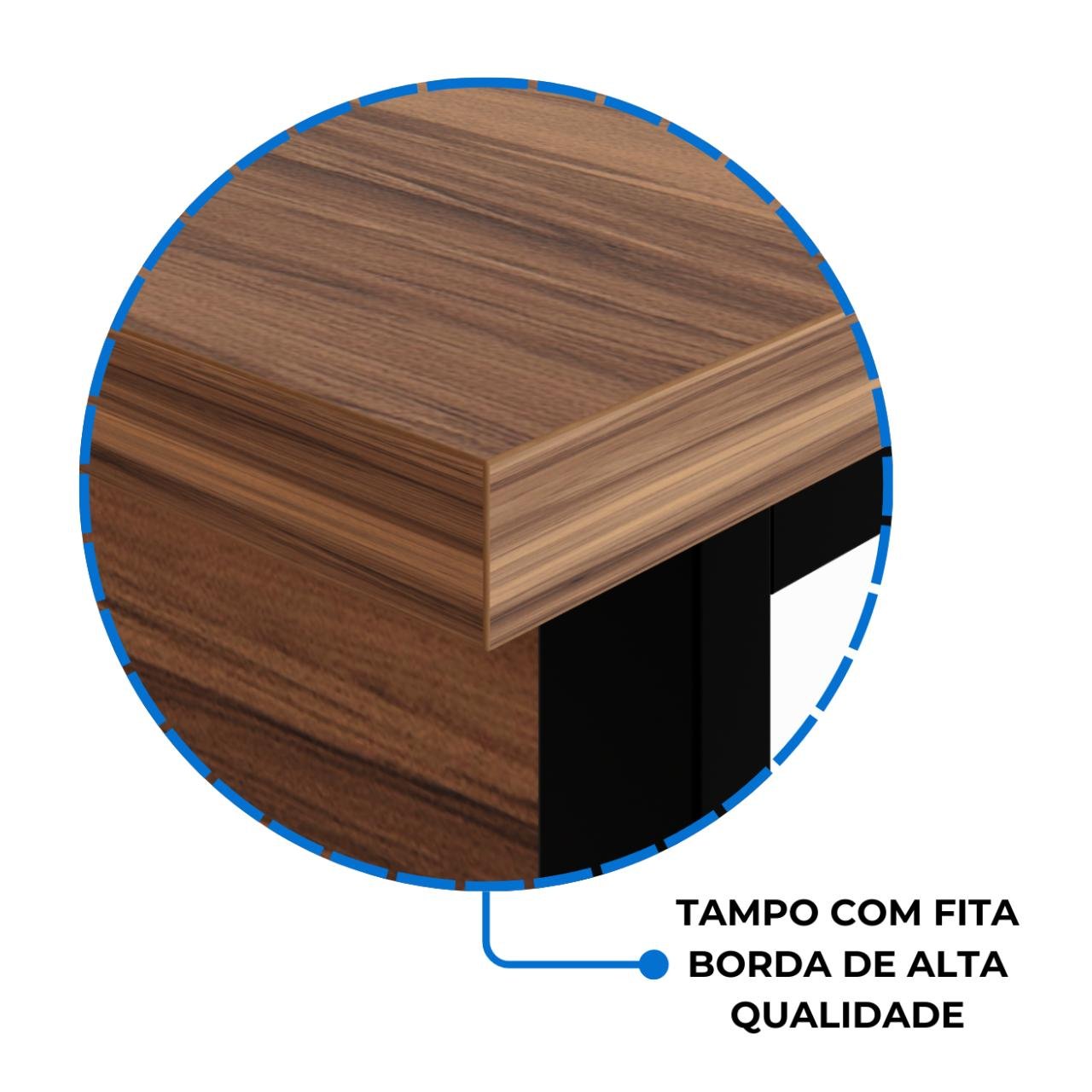 Mesa Escritório PÉ QUADRO 1,50x0,60m -S/ Gavetas - NOGAL SEVILHA/PRETO - 24472 - Imagem 6