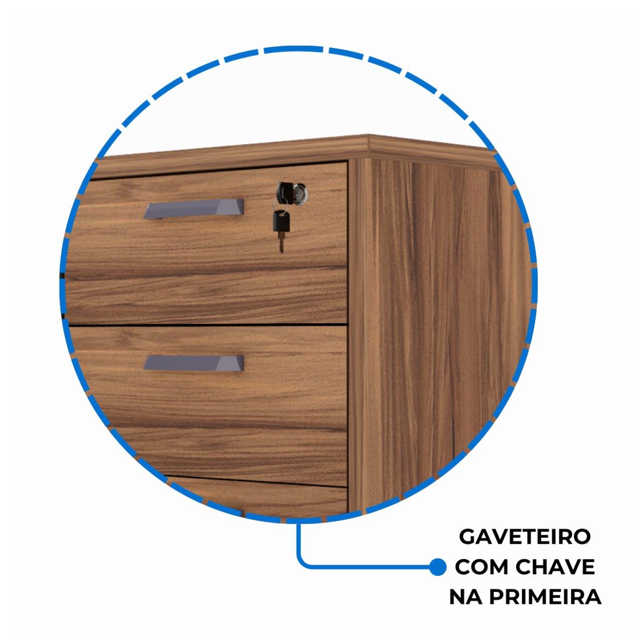 Mesa PRESIDENTE Armário Pedestal 1,82x1,80m NOGAL SEVILHA / PRETO - 20602 - Imagem 8