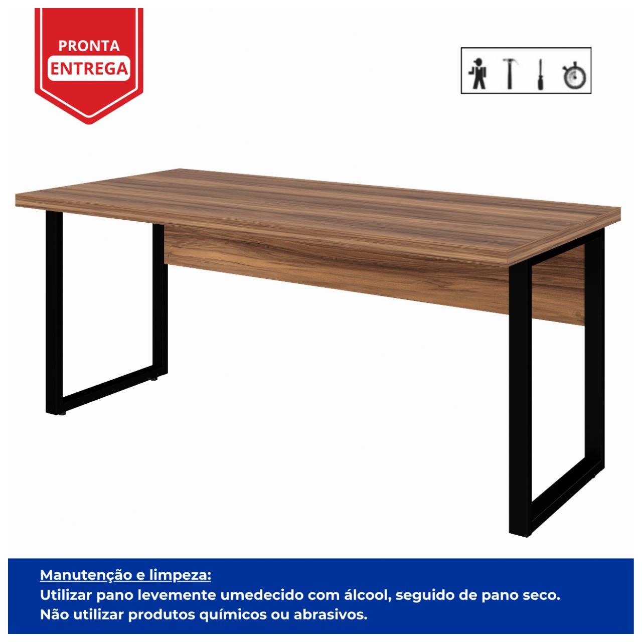 Mesa Escritório PÉ QUADRO 1,70x0,70m -S/ Gavetas - NOGAL SEVILHA/PRETO - 24474 - Imagem 6