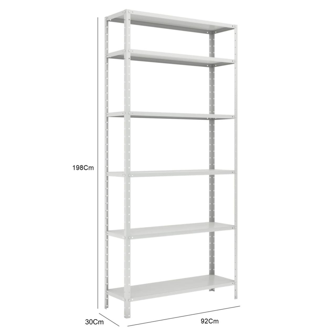 Estante de Aço com 06 Bandejas 30cm (26/20) – 1,98×0,90×0,30m – W3 – Cinza - 17011 - Imagem 2