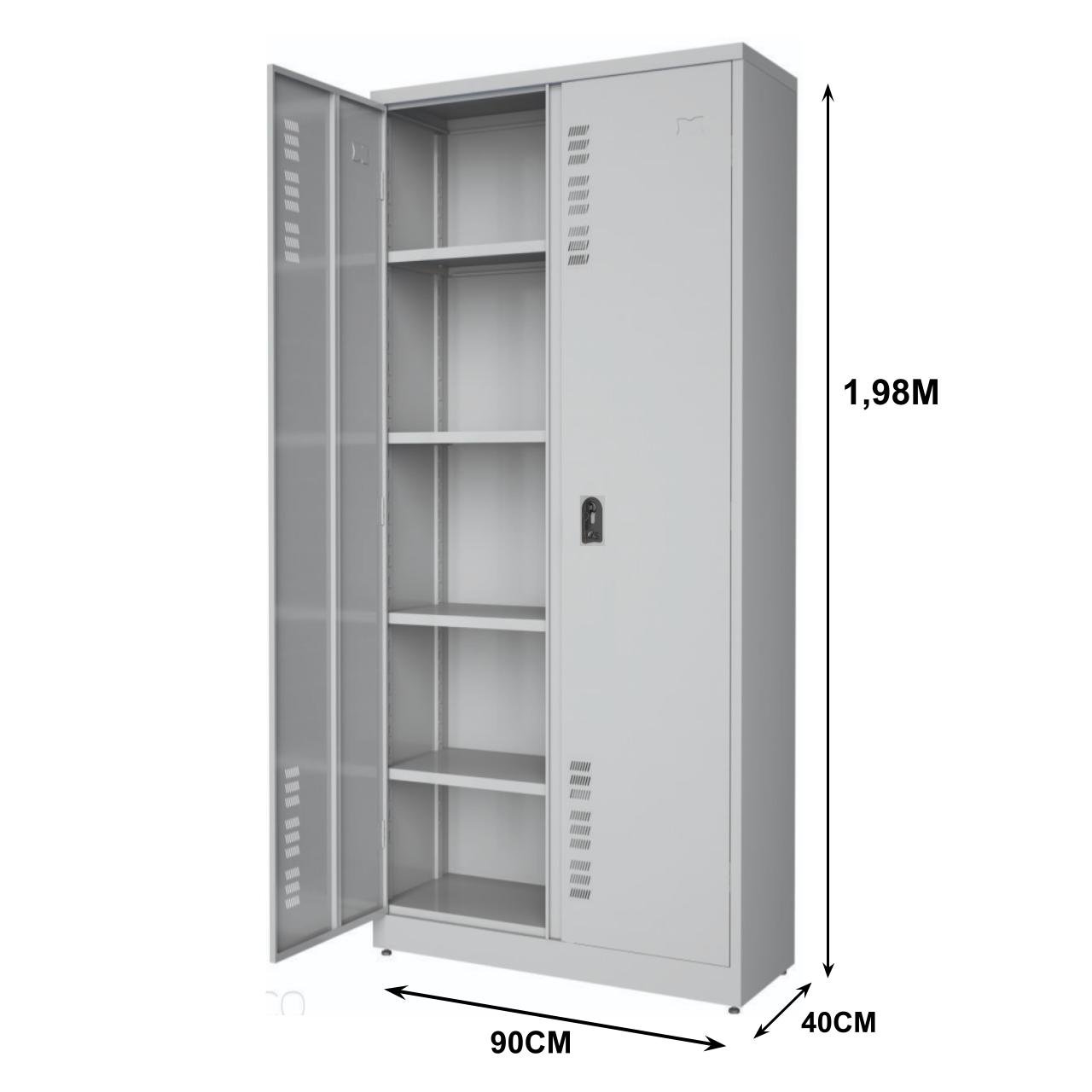 Armário de Aço POP c/ Portas - PA 90 - CHAPA GROSSA # 22 - 1,98x0,90x0,40m - W3 - CZ/CZ - 18010 - Imagem 2