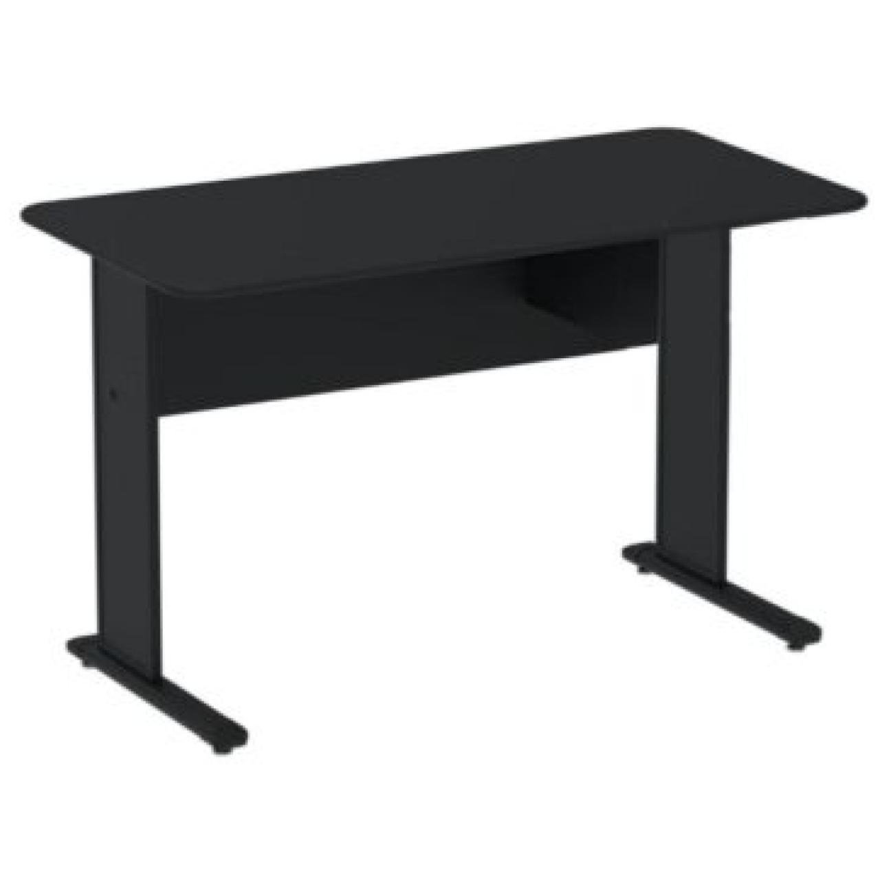 Mesa Escritório 1,50x0,60m 15MM - S/GAVETAS - PRETO / PRETO - JOB - 23333